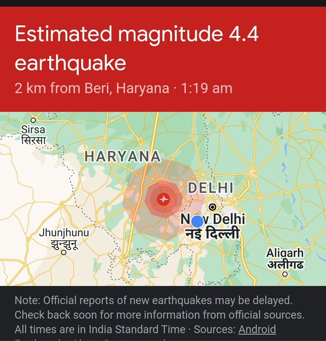 earthquake in delhi